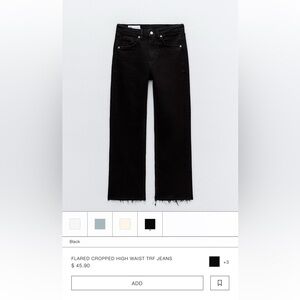NWT Zara mid rise cropped flare jean black size 36 (4)